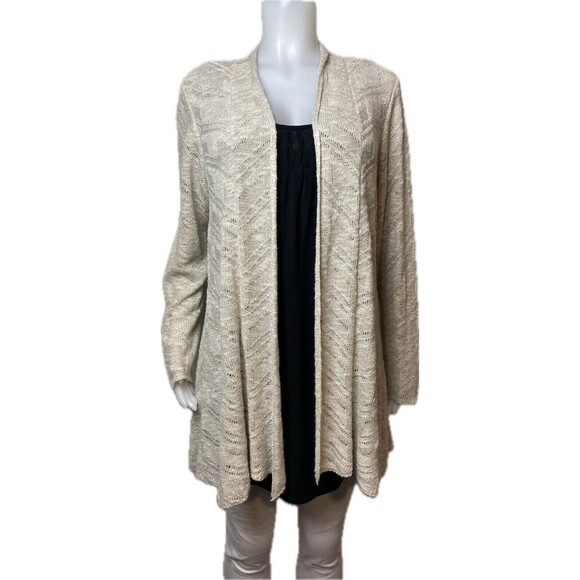F. Eileen Fisher Cardigan 3X Crochet Sweater Linen Multicolor Long Sleeve - Picture 1 of 7